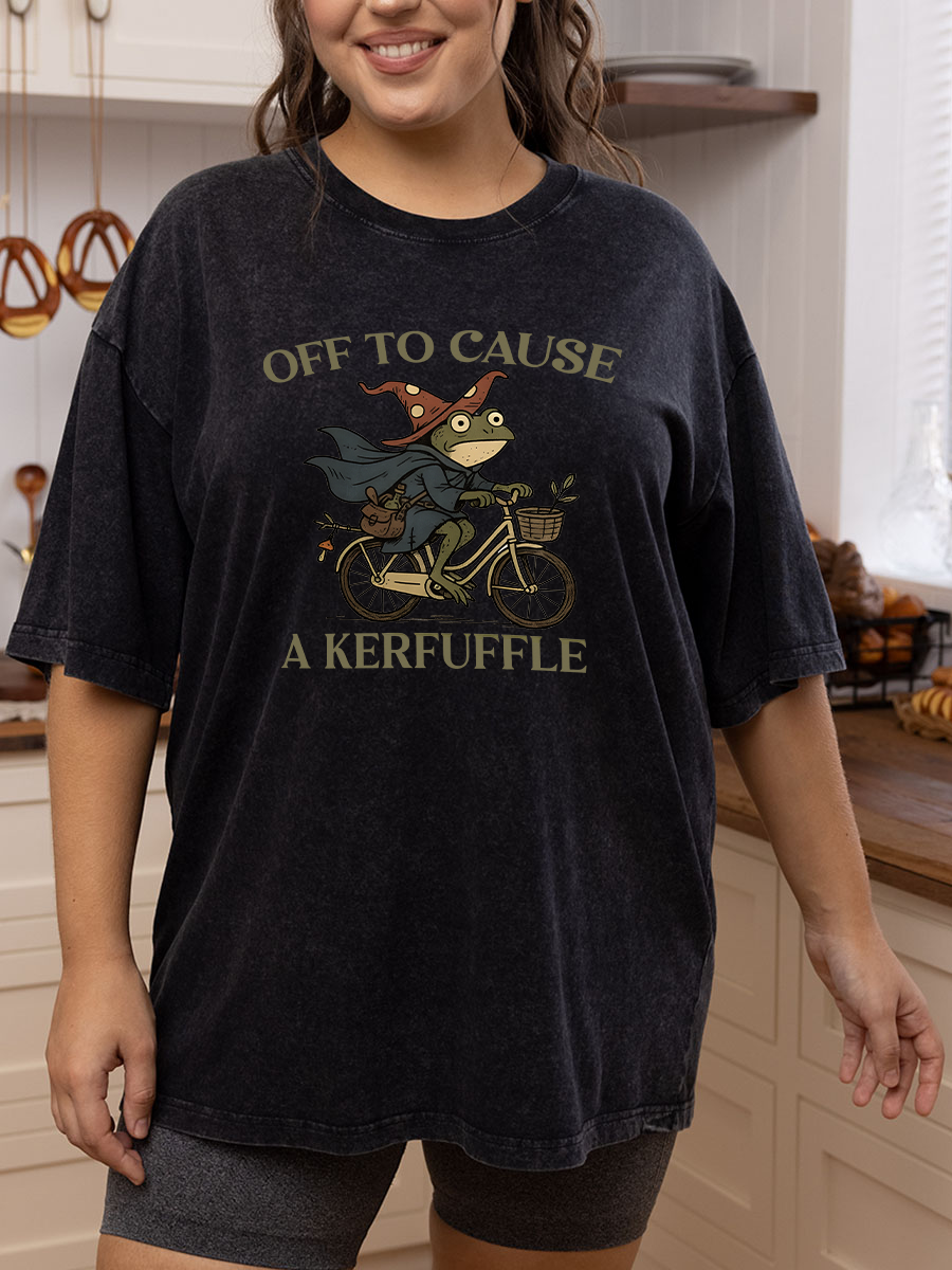 Vintage Off To Cause A Kerfuffle Frog Washed T-Shirt