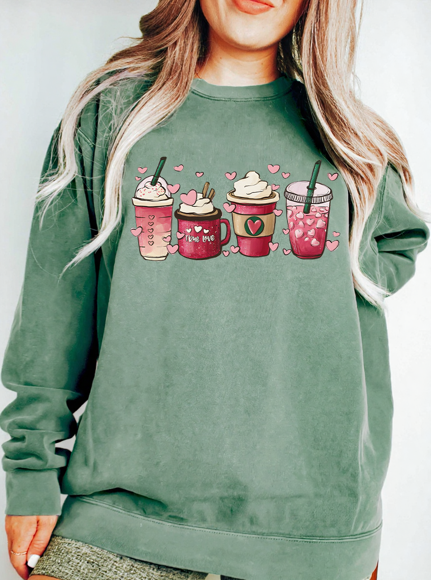 Vintage Valentine Coffee Graphic Sweatshirt