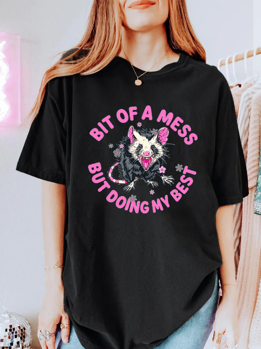 Vintage Bit Of A Mess Oversize Graphic Tee