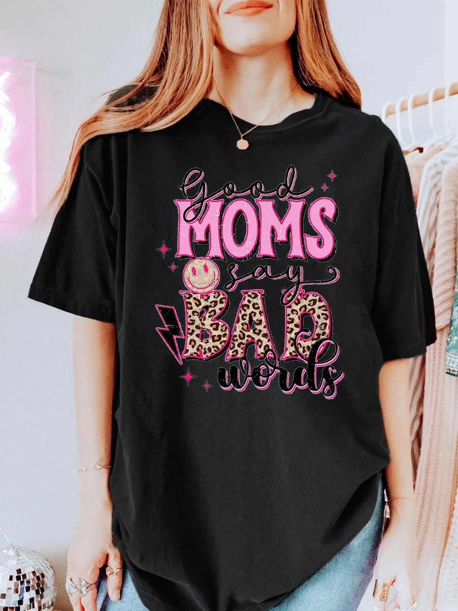 Vintage Good Moms Say Bad Words Oversize Graphic Tee