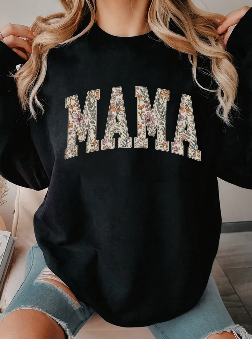 Vintage Floral Mama For More Oversize Graphic Sweatshirt