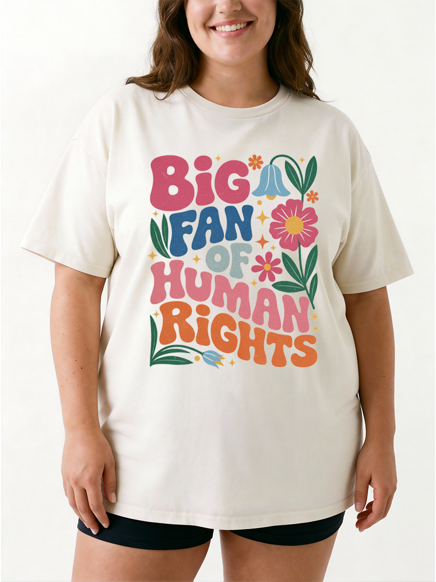 Vintage Big Fans Of Human Rights Oversize Graphic Tee