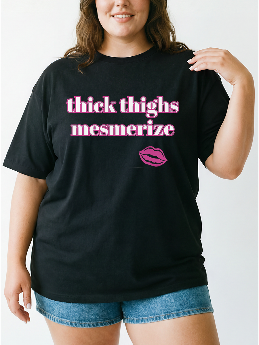 Vintage Thick Thighs Mesmerize Oversize Graphic Tee