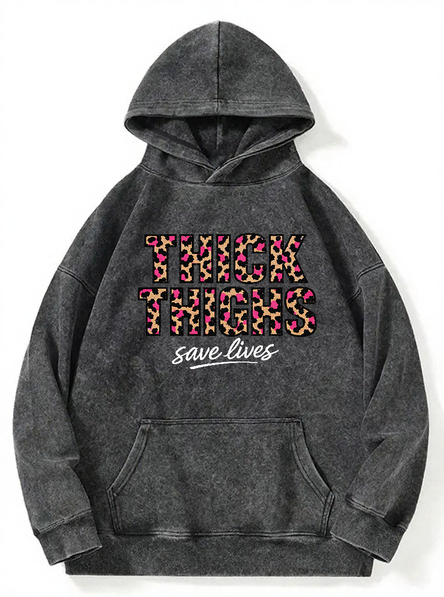 Vintage Thick Thighs Washed Hoodie