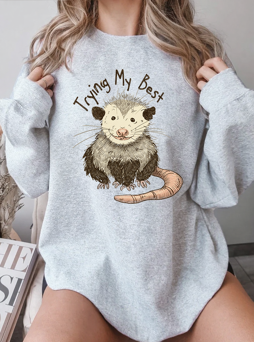 Vintage Trying Best Graphic Mouse Sweatshirt
