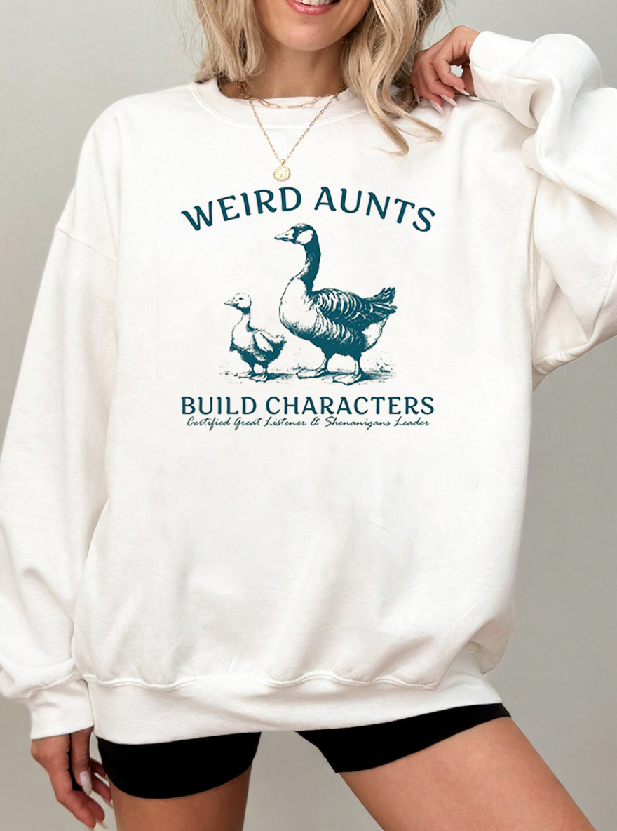 Vintage Weird Aunts Build Characters Goose Graphic Sweatshirt