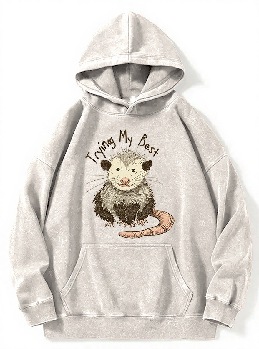 Vintage Trying Best Mouse Washed Hoodie