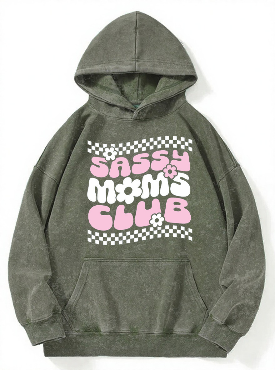 Vintage Sassy Moms Club Washed Hoodie