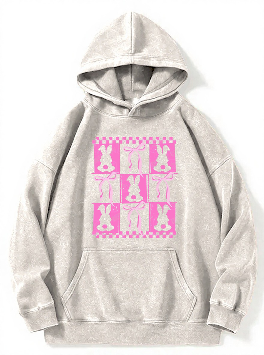 Vintage Checkered Easter Coquette Washed Hoodie
