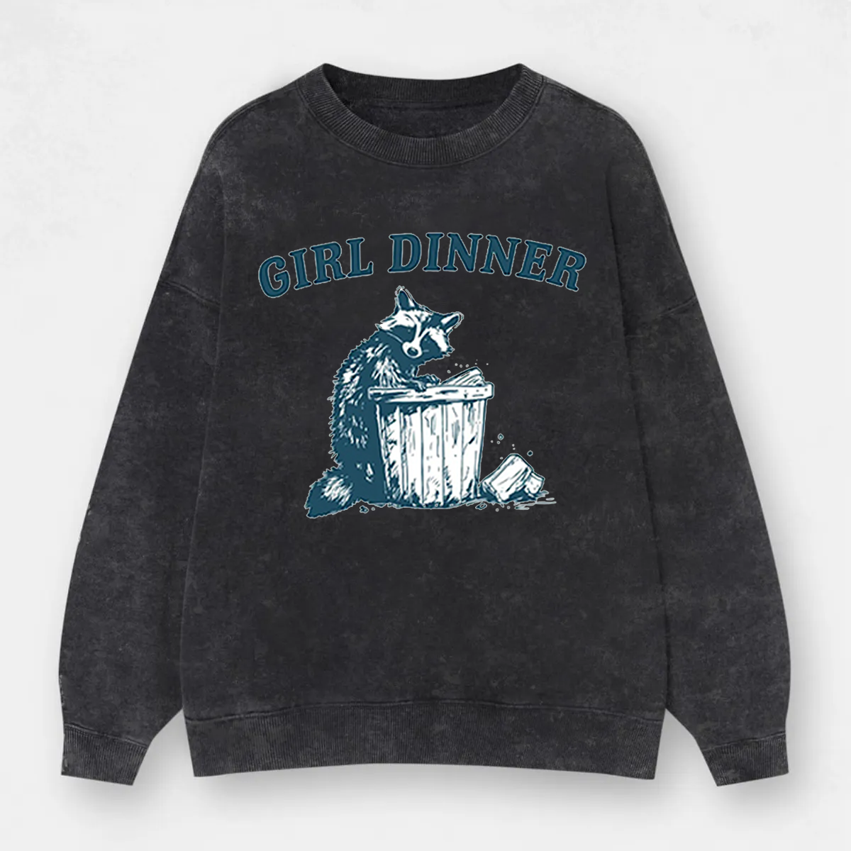 Vintage Girl Dinner Raccoon Washed Sweatshirt