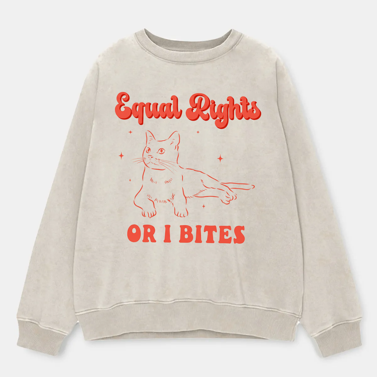 Vintage Equal Rights Or I Bites Cat Washed Sweatshirt