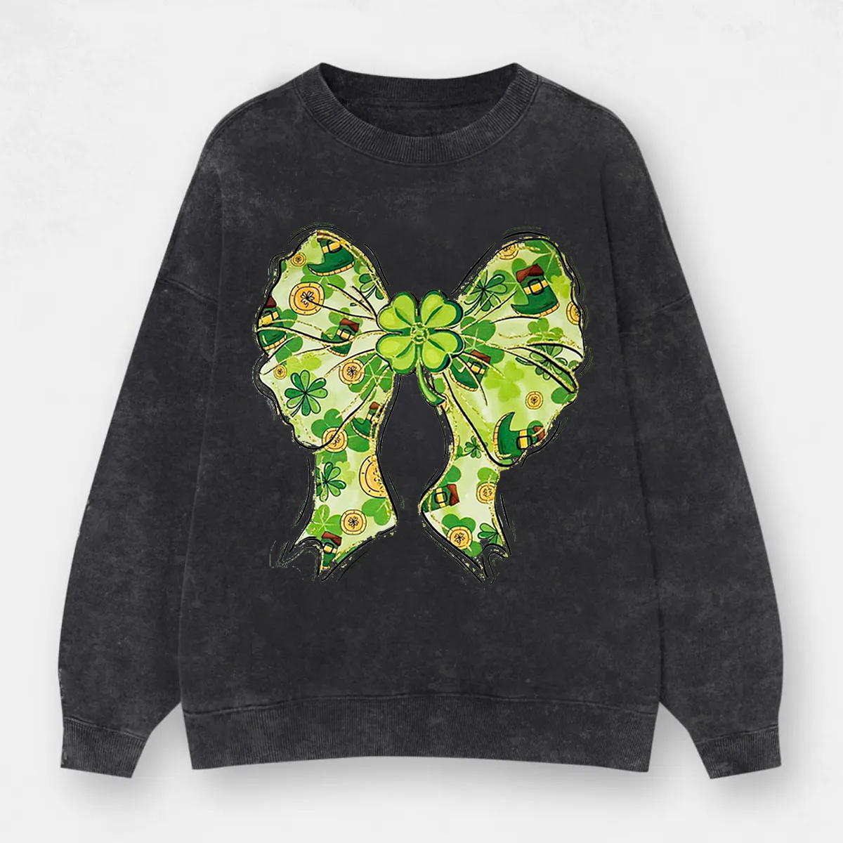 Vintage Lucky Green Bow Washed Sweatshirt