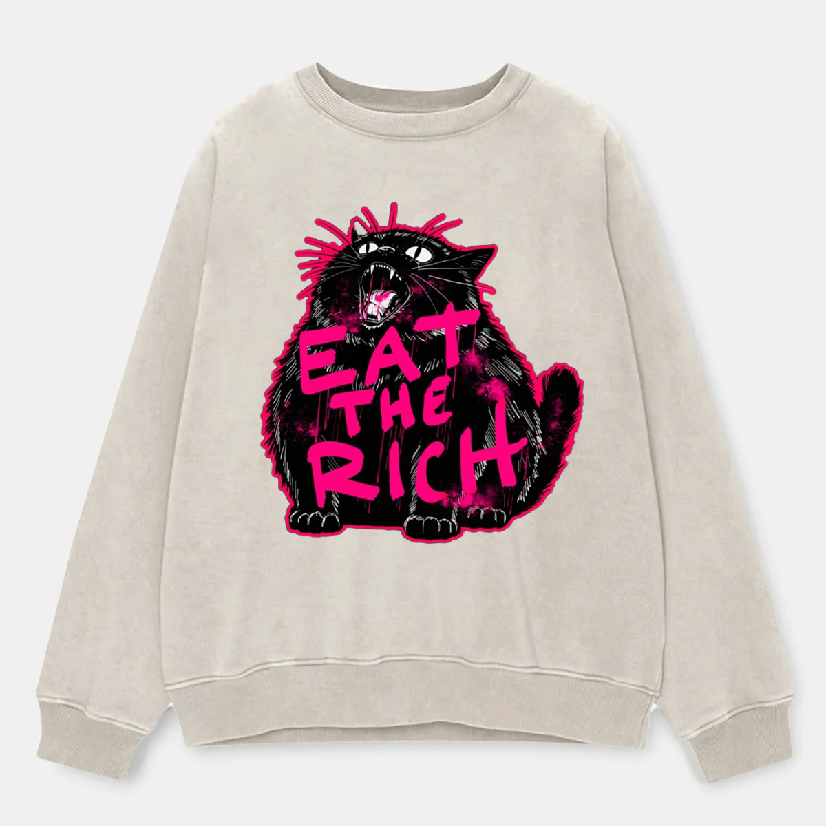 Vintage Eat The Rich Cat Washed Sweatshirt
