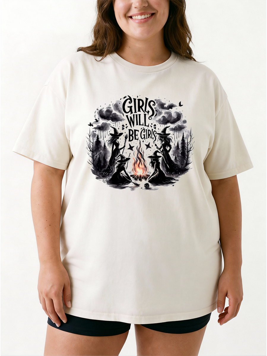 Vintage Girls Will Be Girls  Oversize Graphic Tee