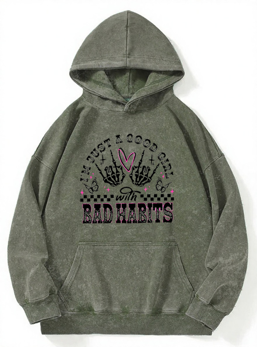 Vintage Good Girl Bad Habits Washed Hoodie