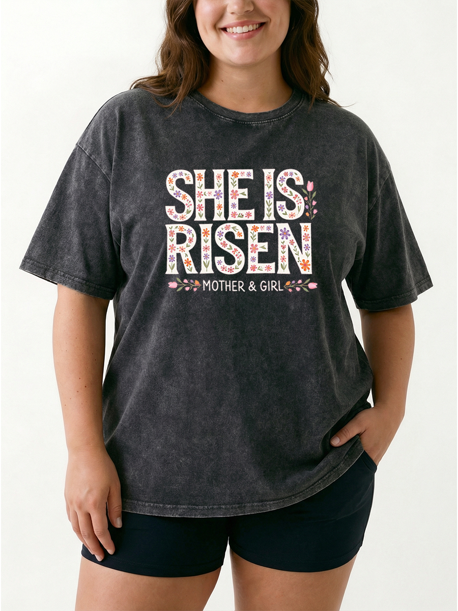 Vintage She Is Risen  Tee Washed T-Shirt