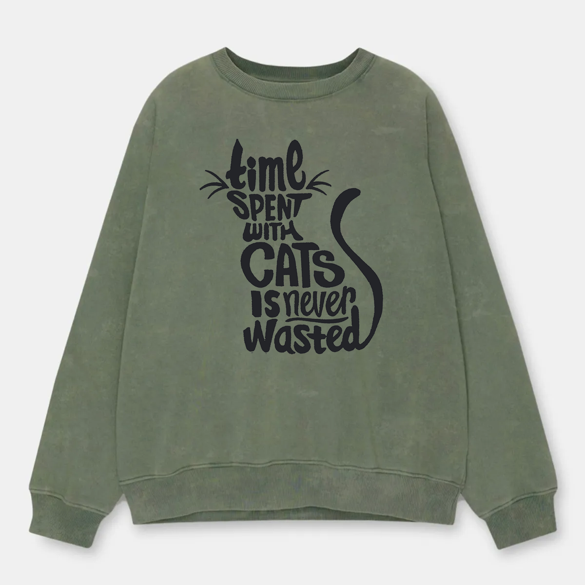 Vintage Time Spent With Cats Is Never Wasted Washed Sweatshirt