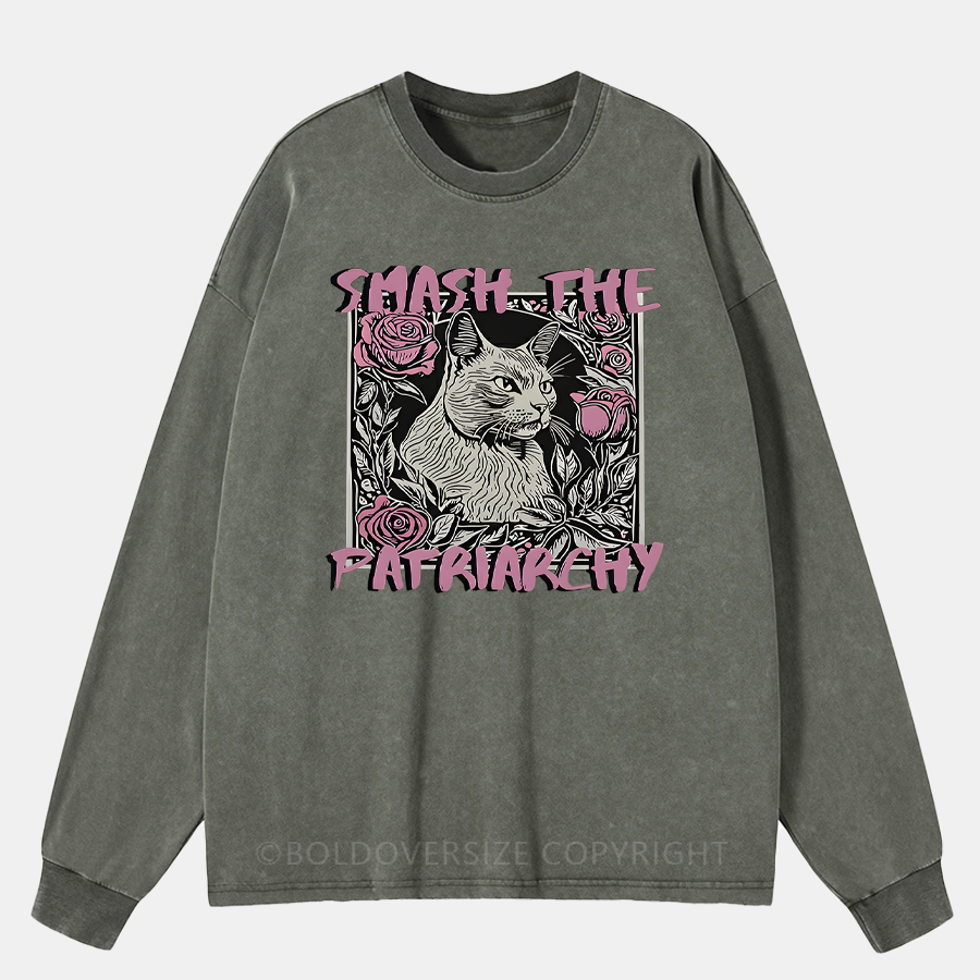 Vintage Smash The Patriarchy Washed Long Sleeve Shirt