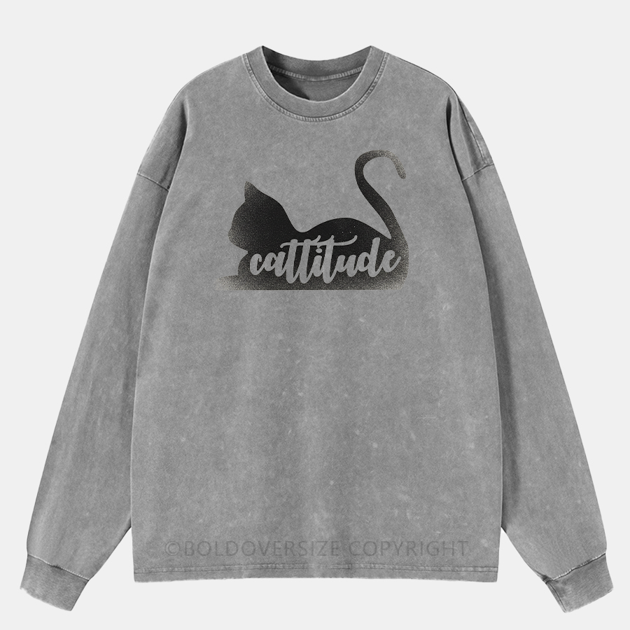Vintage Cattitude Washed Long Sleeve Shirt
