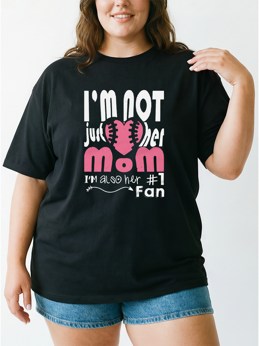 Vintage Women'S Softball Not Just Her Mom #1 Fan Oversize Graphic Tee