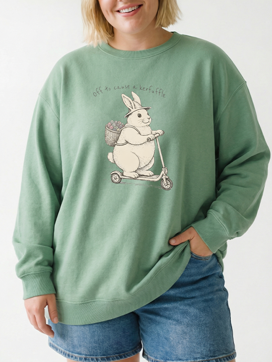 Vintage Funny Easter Bunny Off To Cause A Kerfuffle Graphic Sweatshirt
