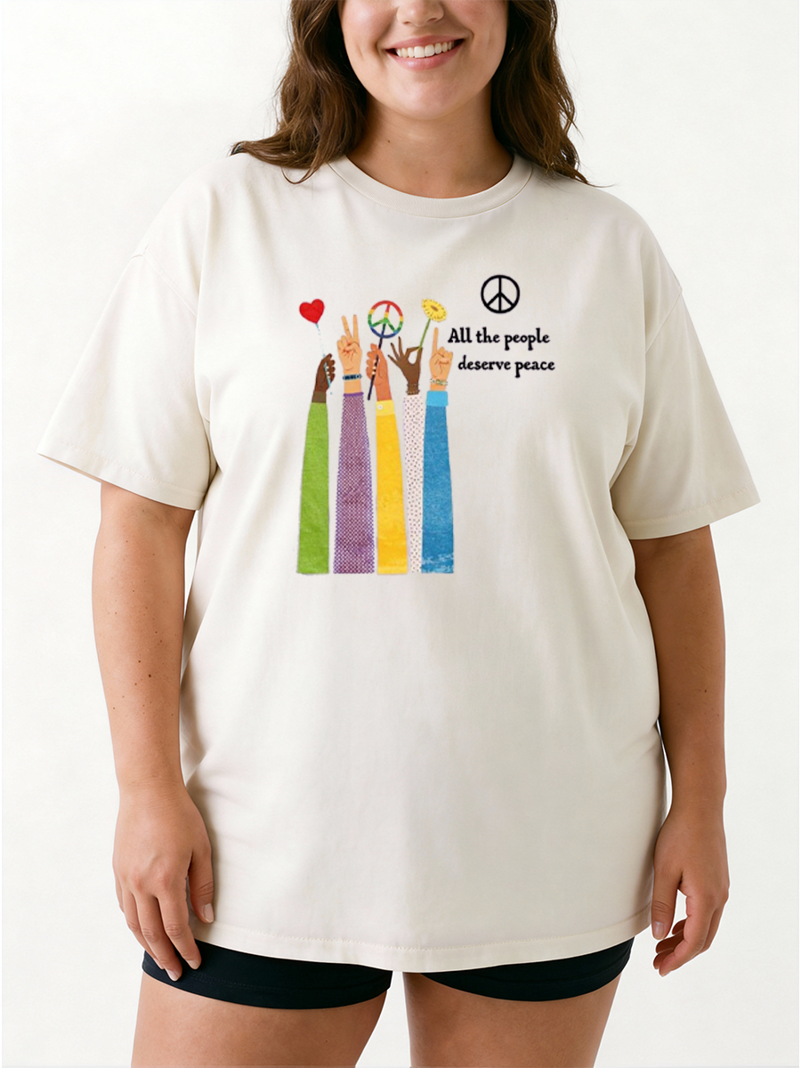 Vintage Imagine All The People Living Life In Peace Oversize Graphic Tee