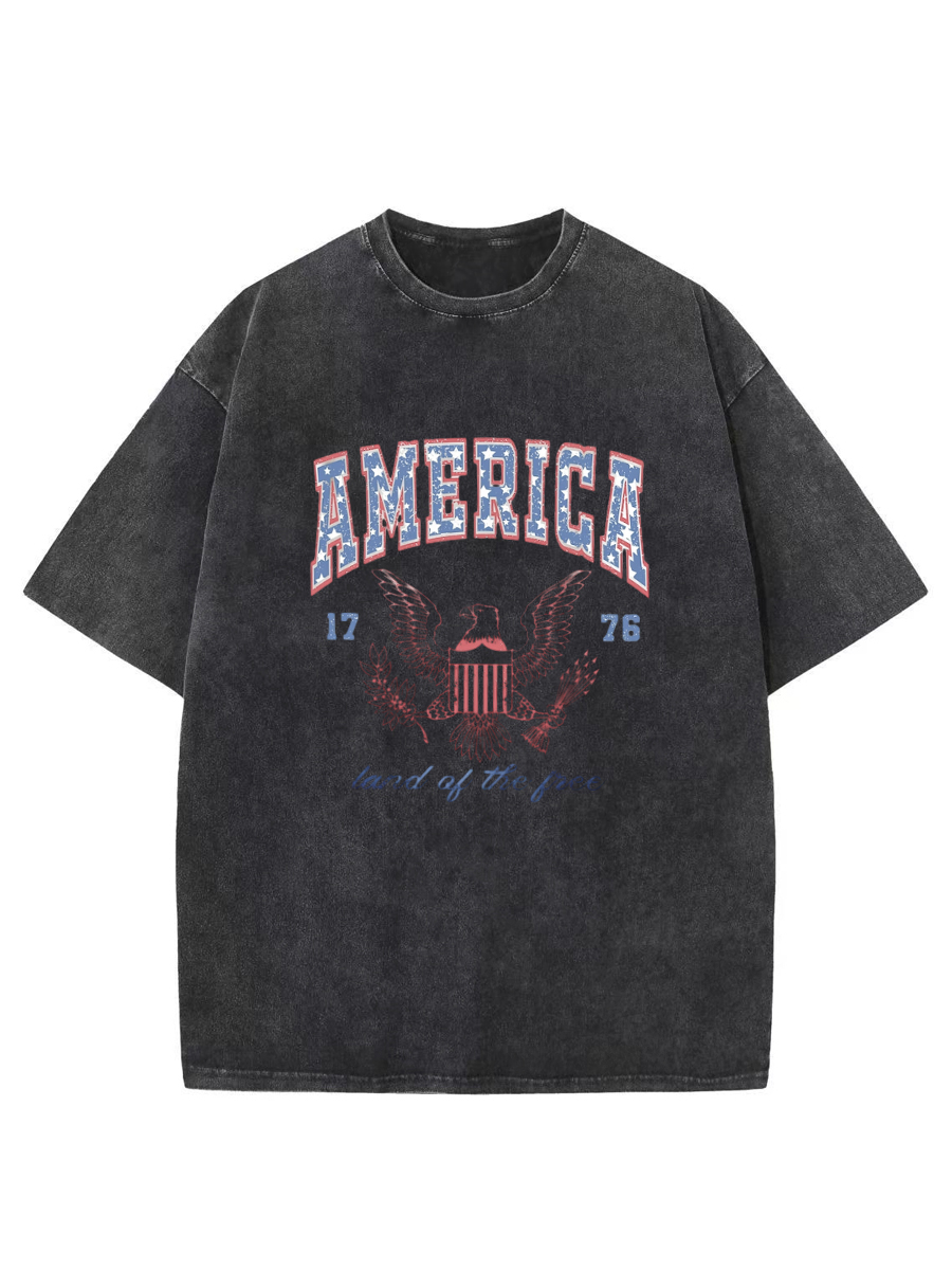 Vintage Red White And Blue America Washed T-Shirt