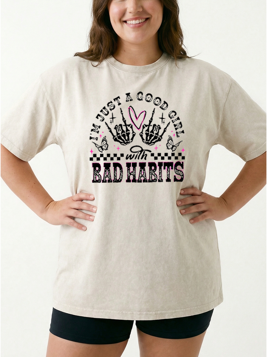 Vintage Good Girl Bad Habits Washed T-Shirt