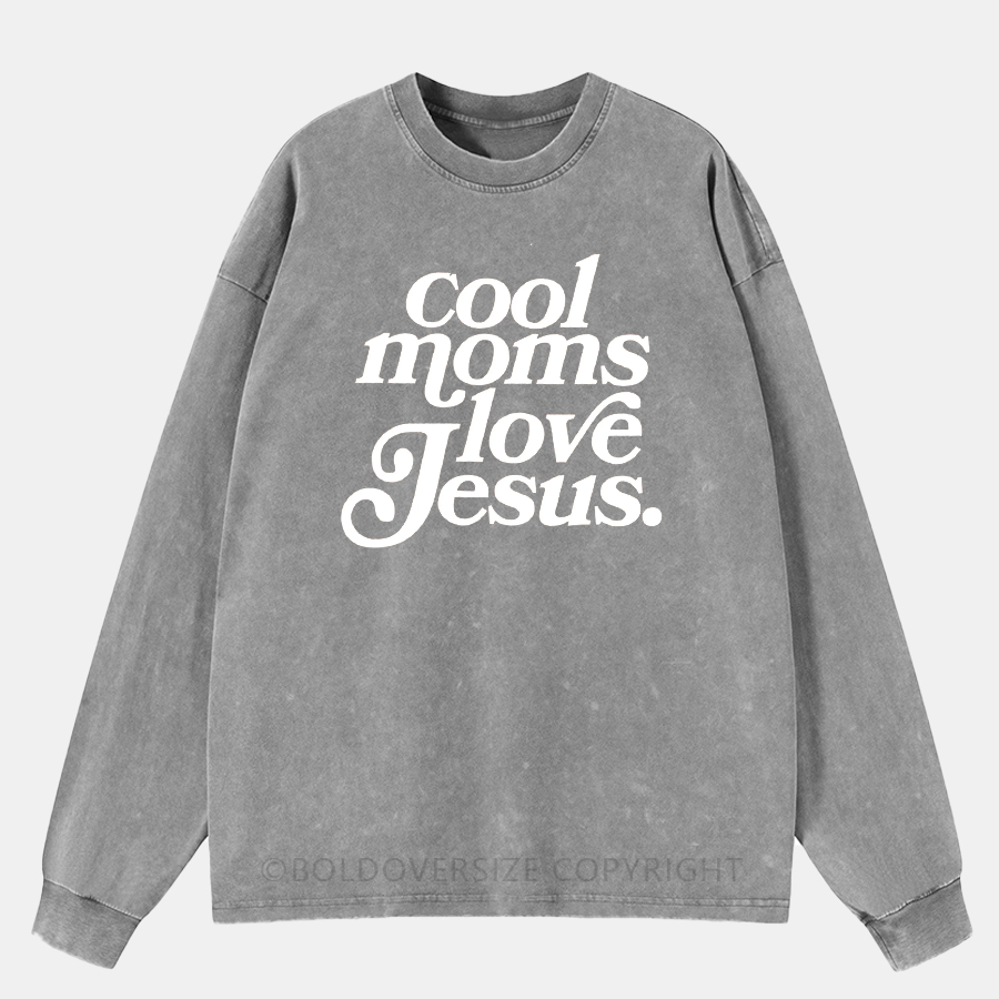 Vintage Cool Moms Love Jesus Washed Long Sleeve Shirt