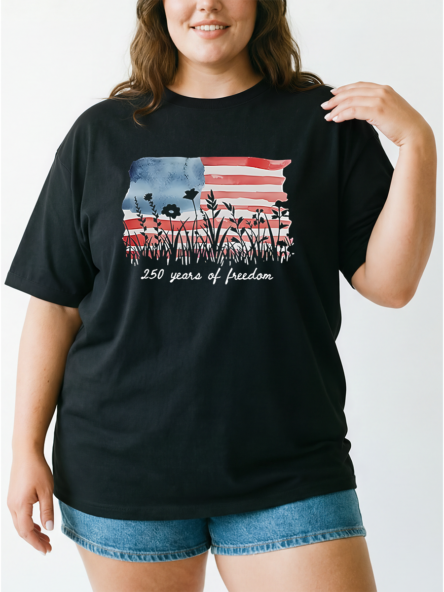 Vintage Fourth Of July Wildflower Oversize Graphic Tee