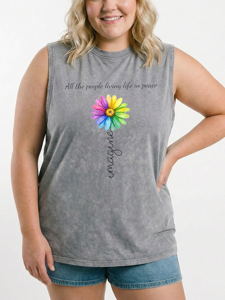 Vintage All The People Living Life In Peace Washed Tank