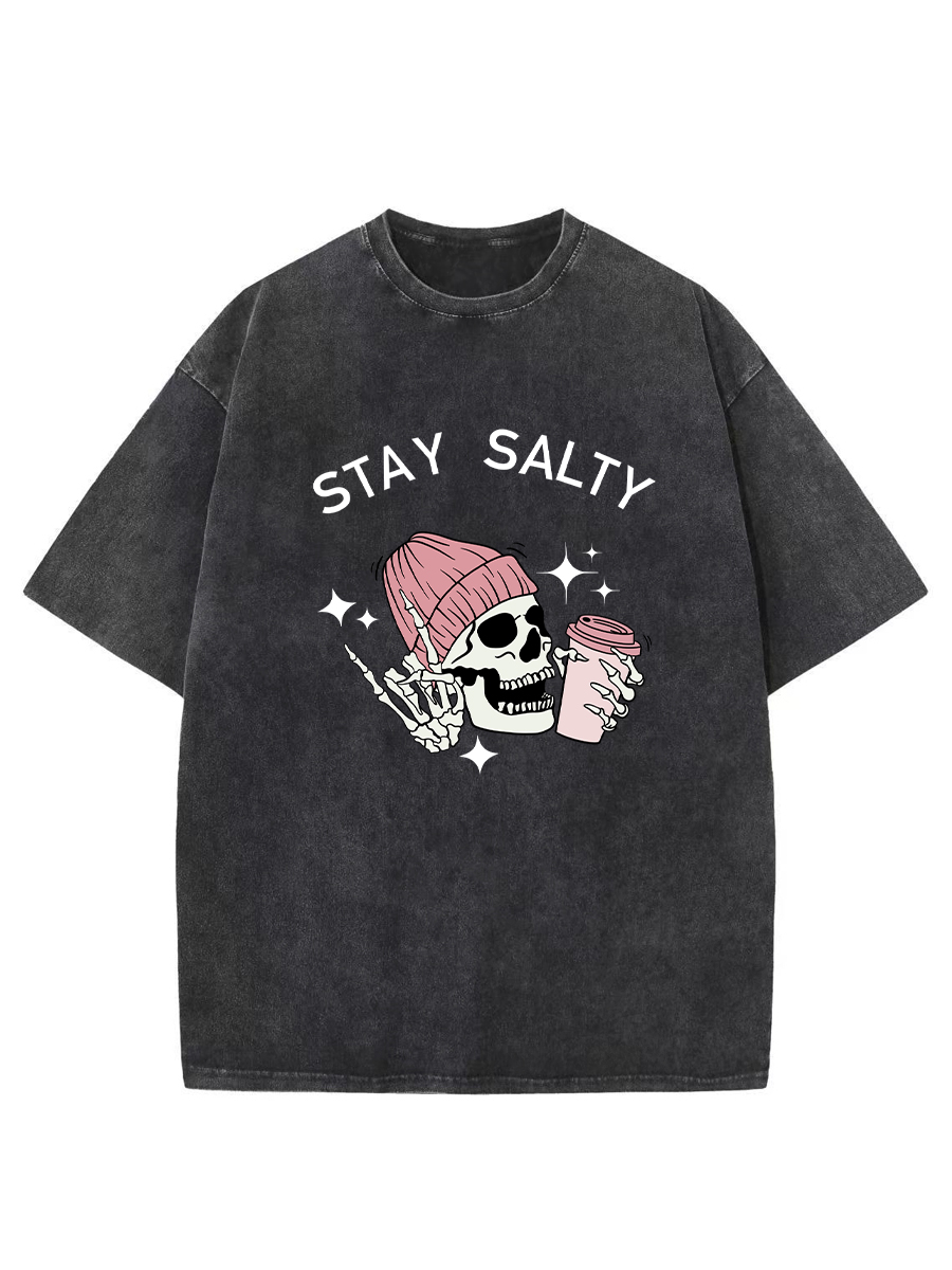 Vintage Skeleton Stay Salty Washed T-Shirt