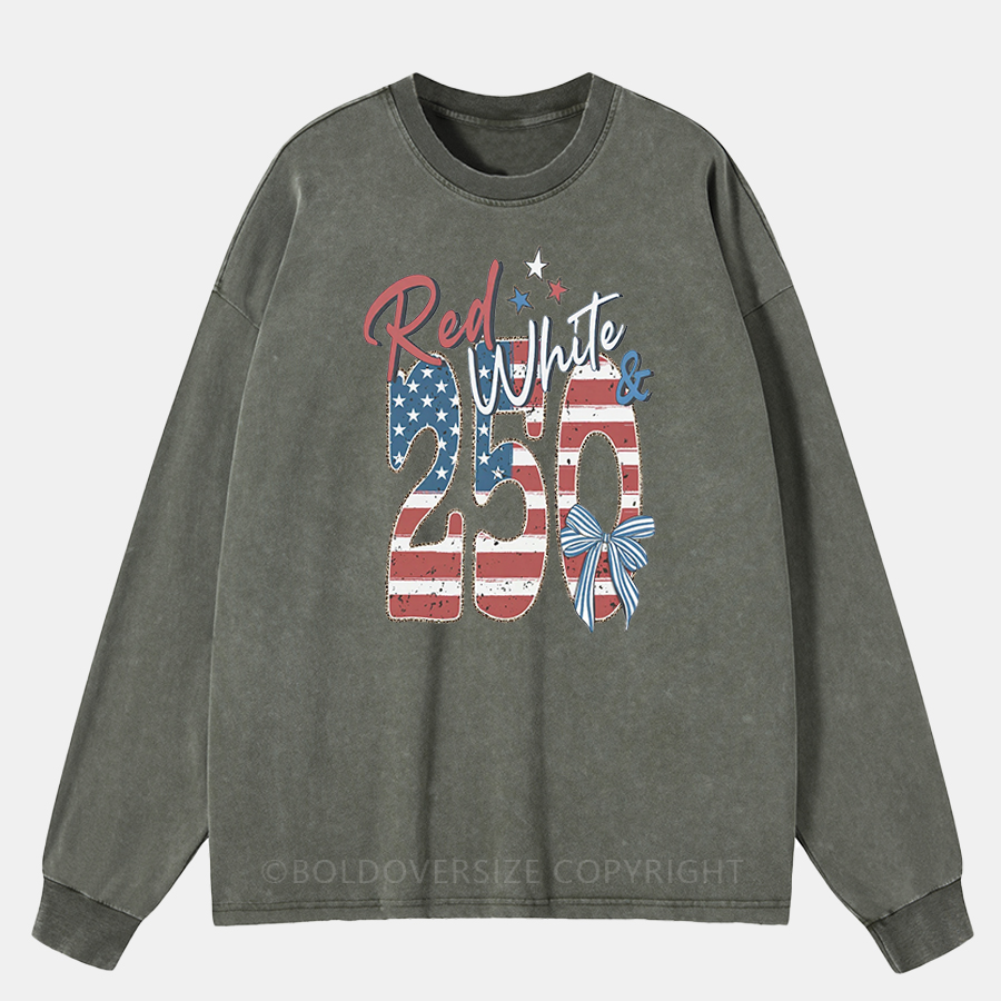 Vintage Red White & 250 Anniversary Washed Long Sleeve Shirt