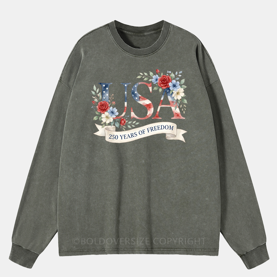Vintage 1776–2026 Freedom Celebration Washed Long Sleeve Shirt
