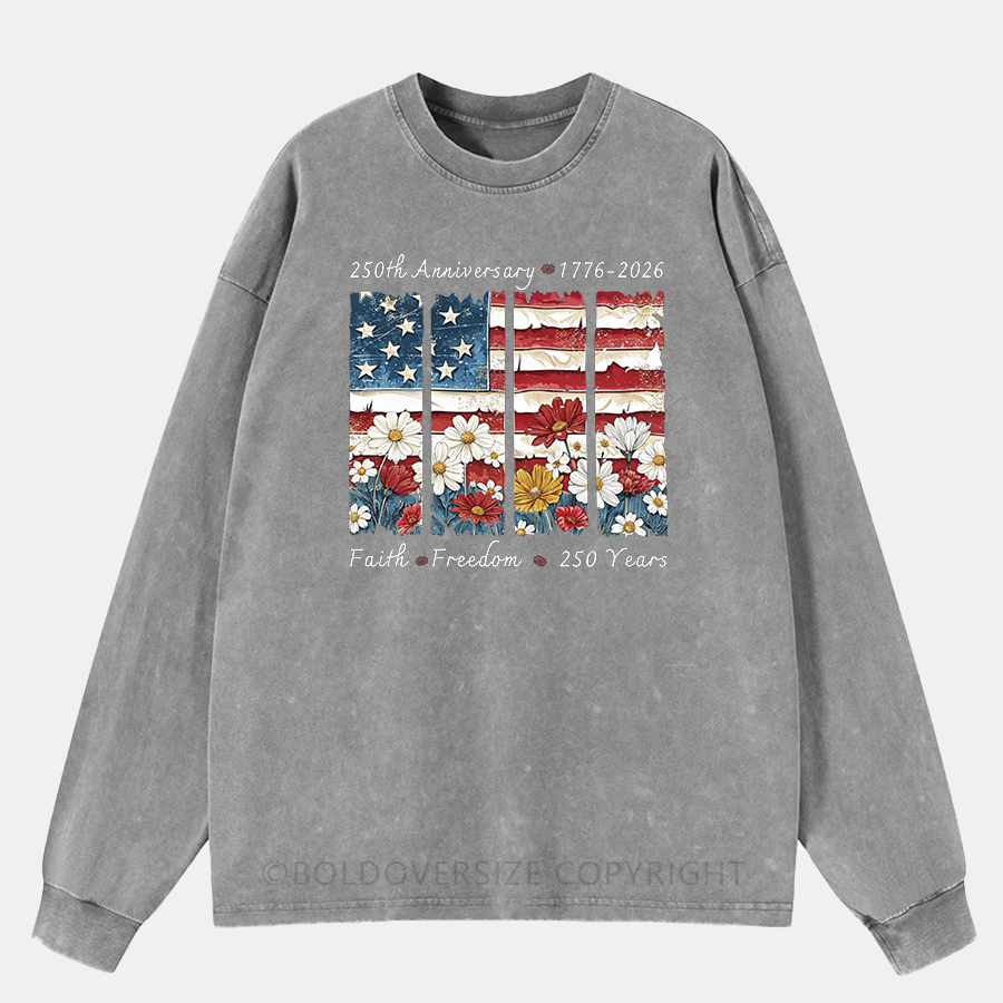 Vintage Faith Freedom 250 Years Washed Long Sleeve Shirt