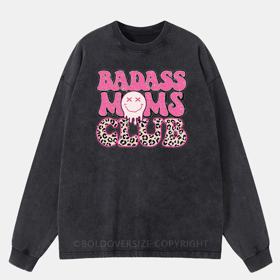 Vintage Badass Mom Club Washed Long Sleeve Shirt
