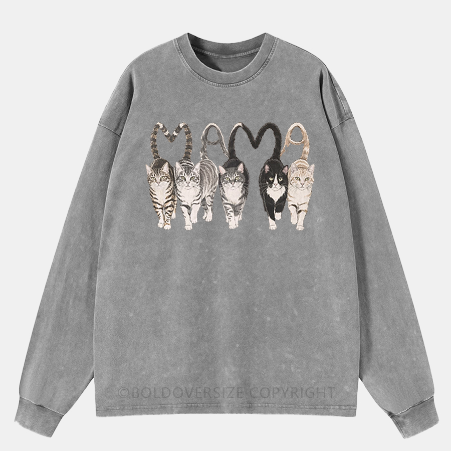 Vintage Mama Cat Washed Long Sleeve Shirt
