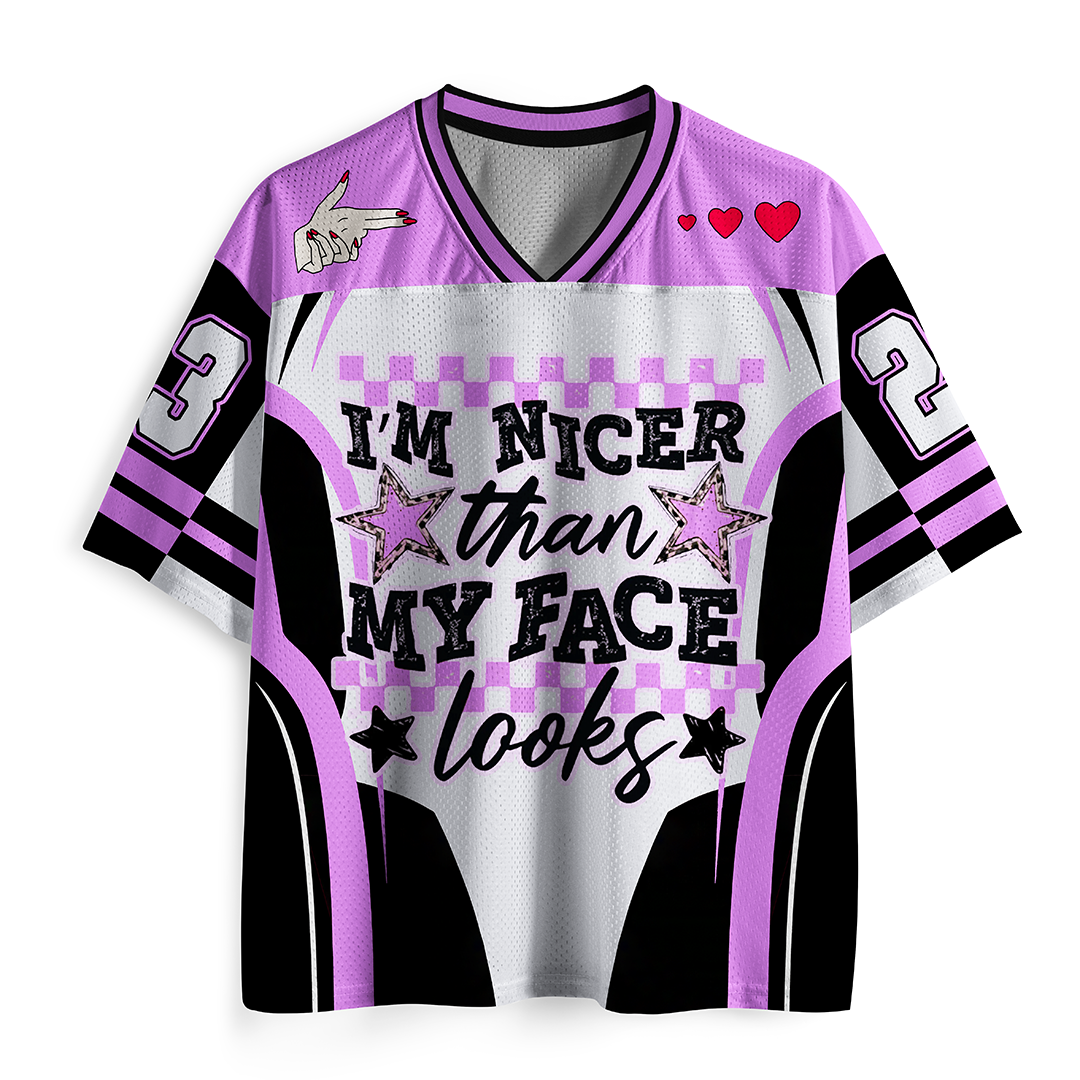 Vintage I'M Nicer Funny Mom Attitude Mesh Jersey