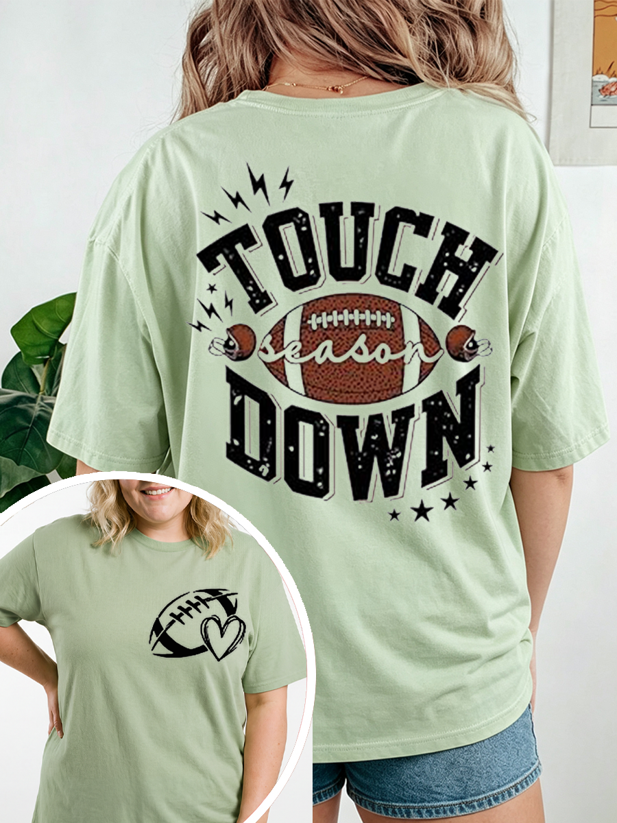 Personalized Vintage Funny Heart Football Mom Oversize Graphic Tee