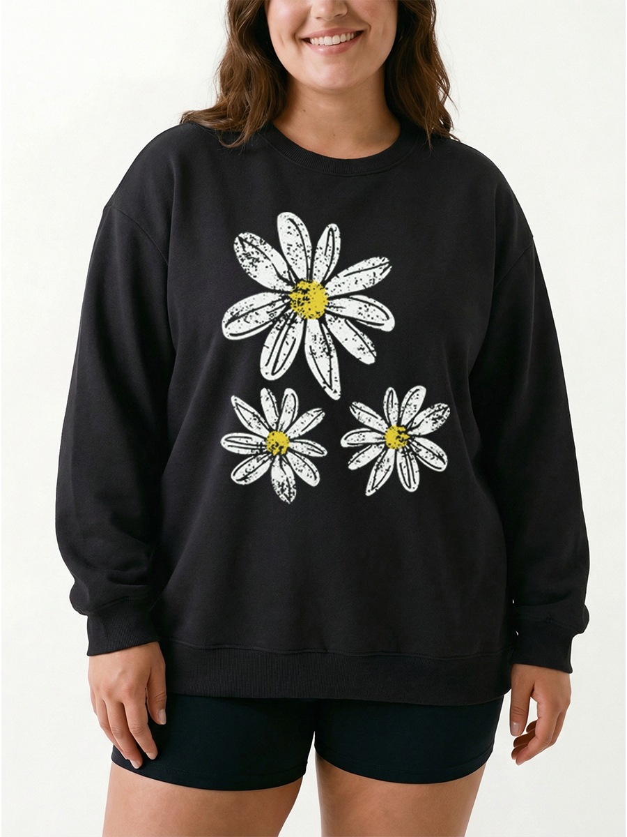 Vintage Boho Floral Daisy Graphic Sweatshirt