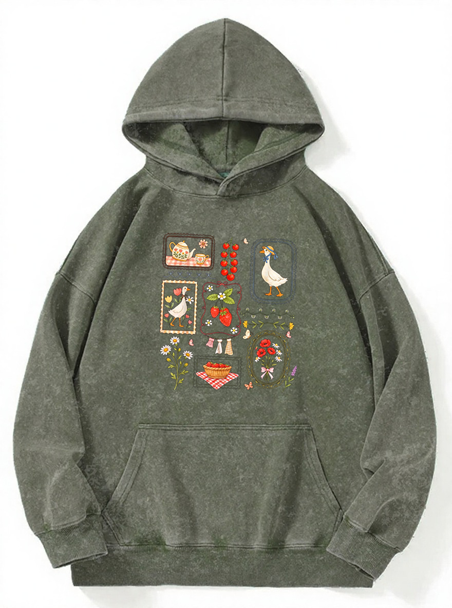 Vintage Strawberry Goose Wasted Washed Hoodie