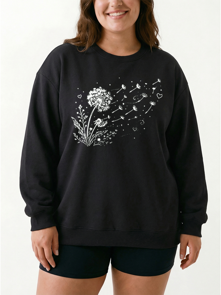 Vintage Dandelion Wildflower Graphic Sweatshirt