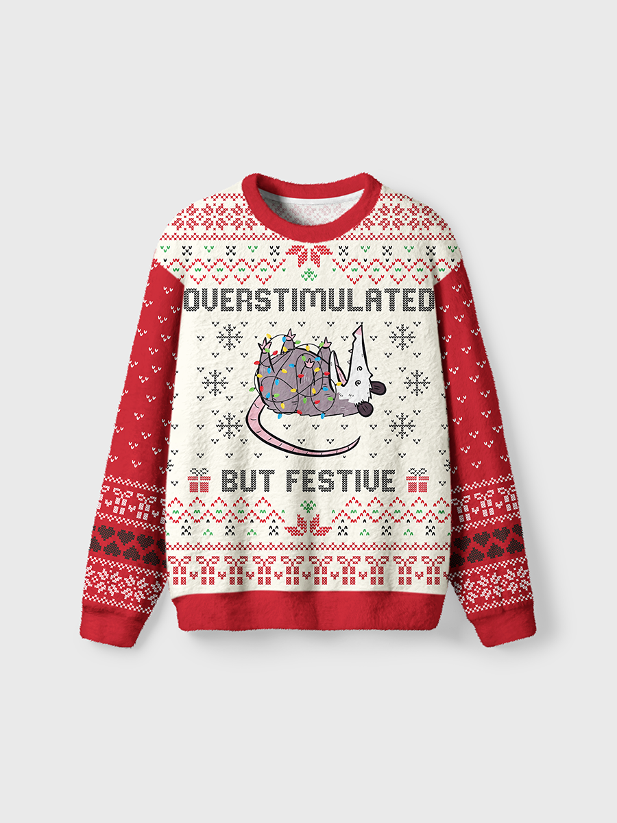 Vintage Overstimulated But Still Festiue Ugly Sweater