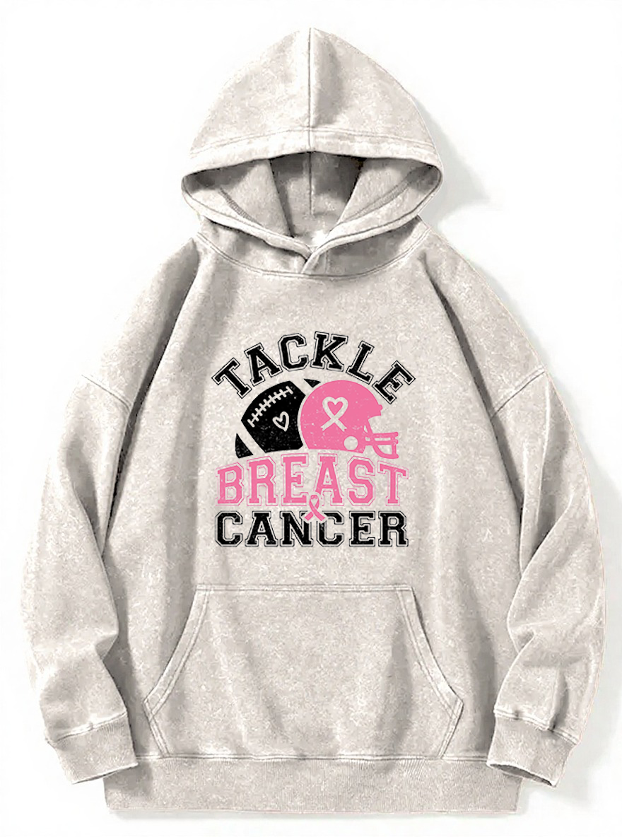 Vintage Tackle Breast Cancer Washed Hoodie