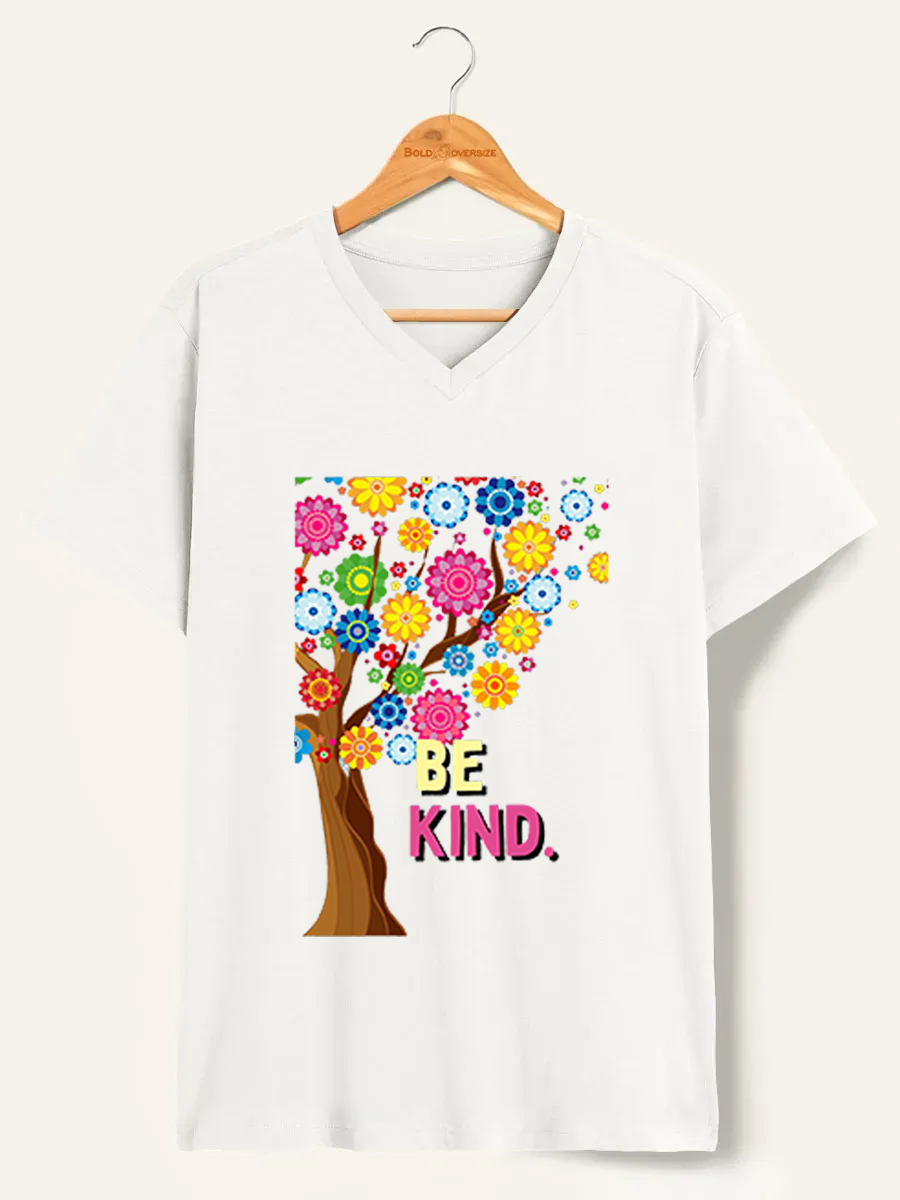 Vintage Floral Be Kind V-Neck Tee