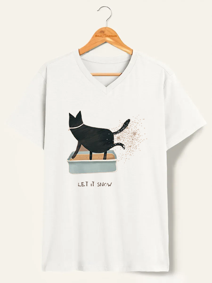 Vintage Let It Snow V-Neck Tee