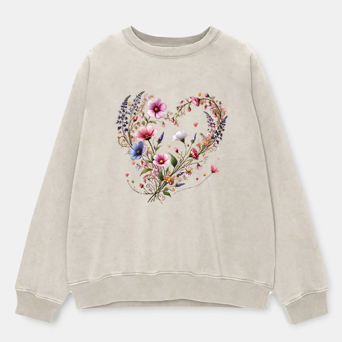 Vintage Aesthetic Floral Wasted Washed Sweatshirt