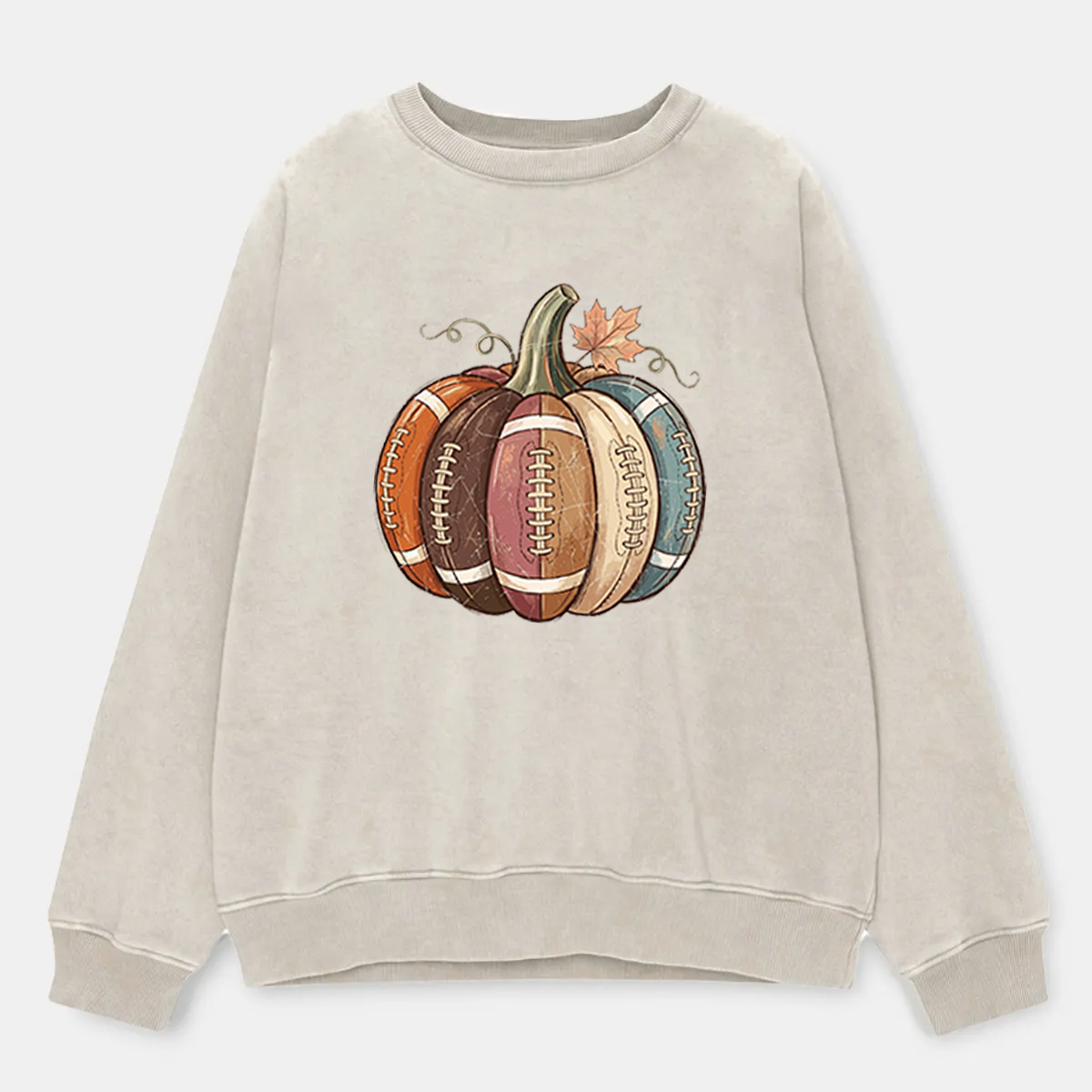 Vintage Football Fall Pumpkin Wasted Washed Sweatshirt