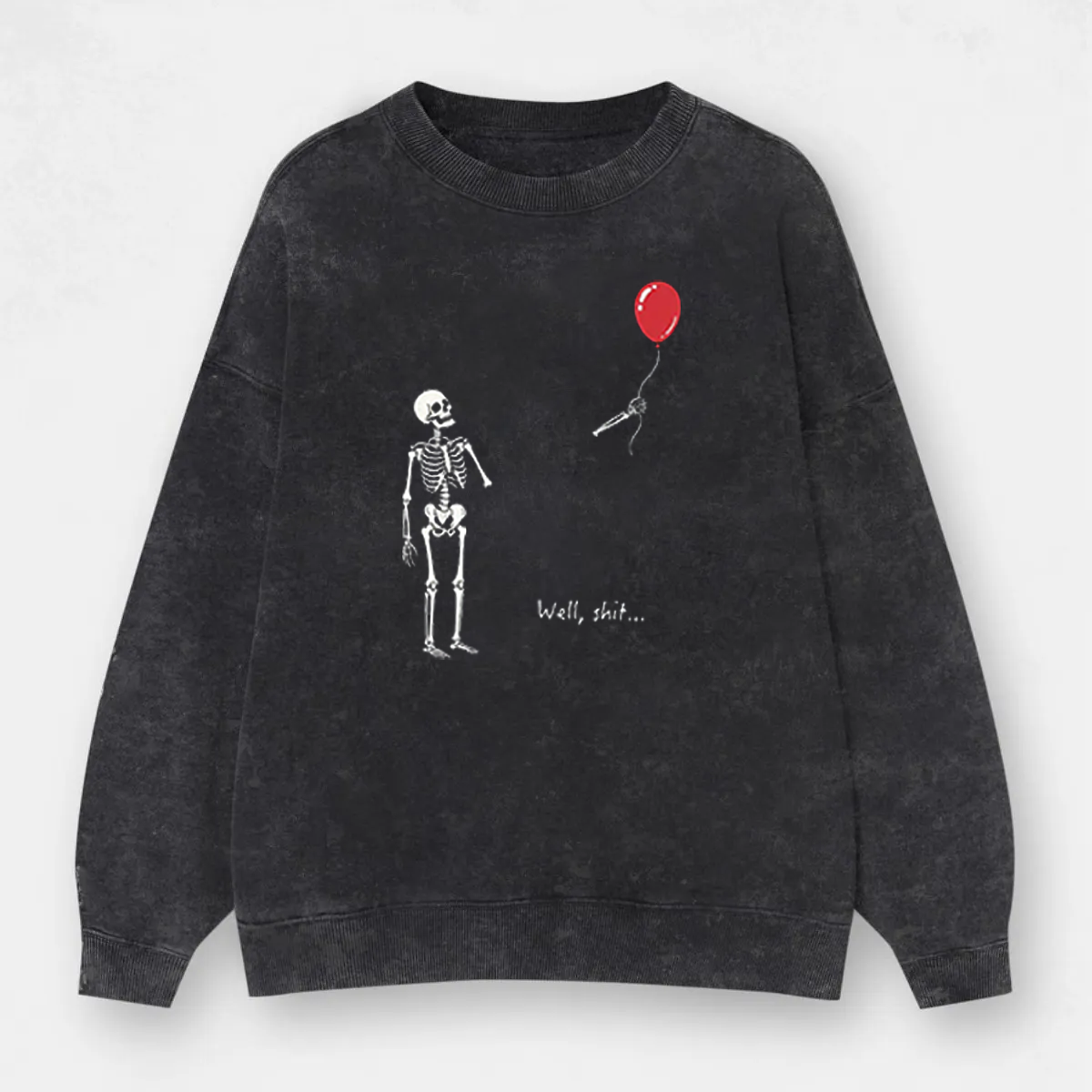 Vintage Skeleton Lost Balloon Wasted Washed Sweatshirt