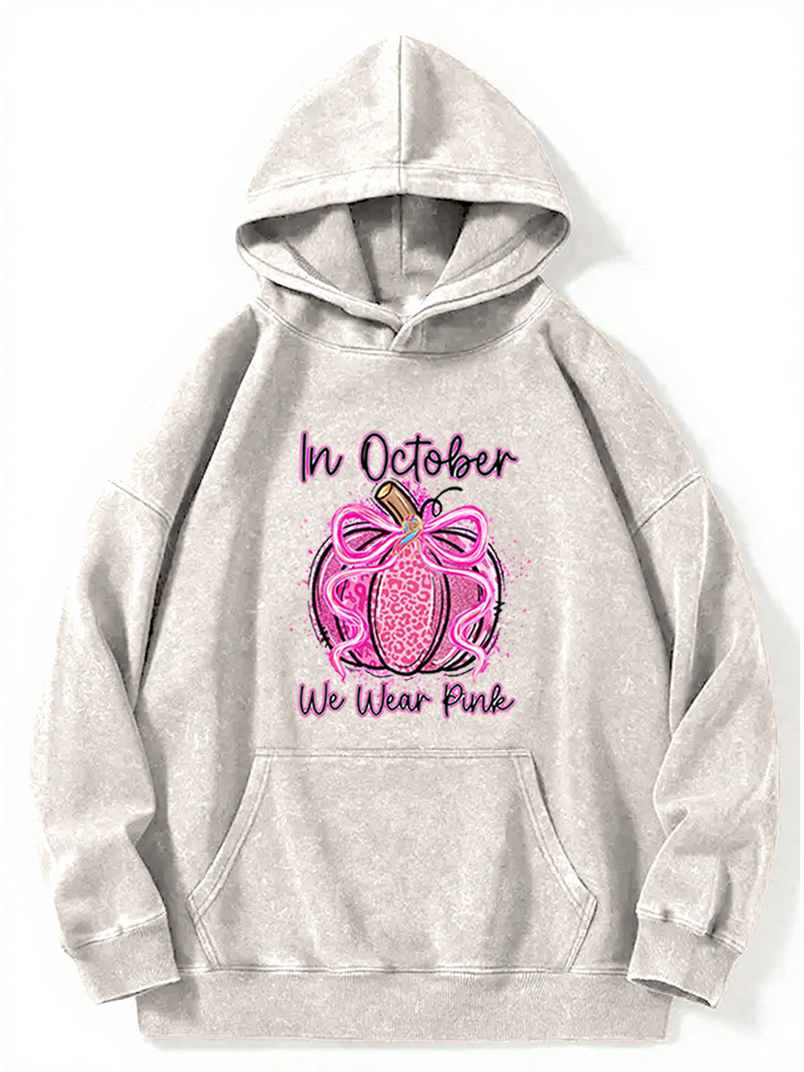 Vintage In October We Wear Pink Washed Hoodie